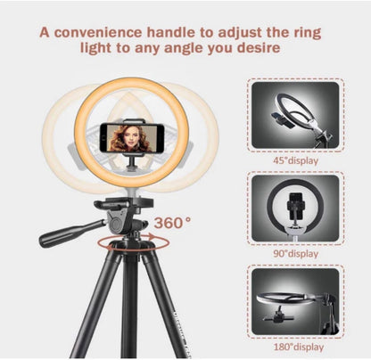 UBeesize 10.2" Selfie Ring Light with 50" Tripod Stand & Flexible Phone Holder f