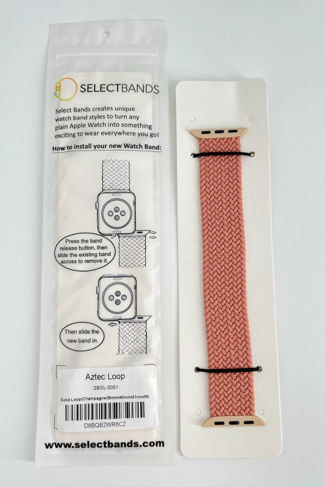 10-Pack M  Champagner  Solid Loop Watch Bands 0.8 x 6 Inch , Fits 38mm/40mm/41mm