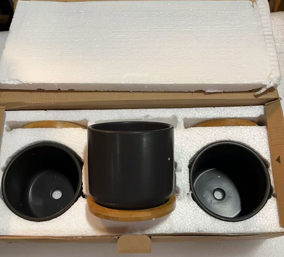 4 Inch Pots for Plants with Drainage Holes and Saucers BLACK