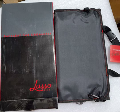 Lusso Gear Kids Travel Tray – Black Tray Red Stitch with Dry Erase Board