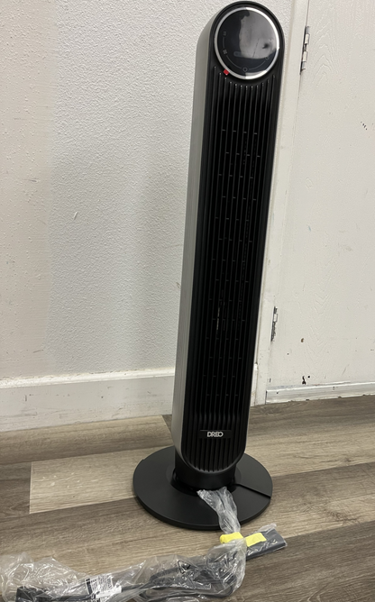 used- WDR-TF007 90 Degree Oscillating Standing Fans With Remote, Black/Silver