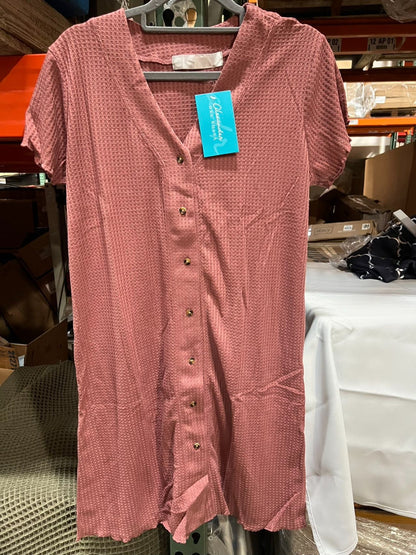 Lightweight Button Down Pajama Top Light rose red Size L