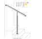 Step Handrail 35.4 in. H x 3.3 in. W Silver 304 Stainless Steel Stair Railing K