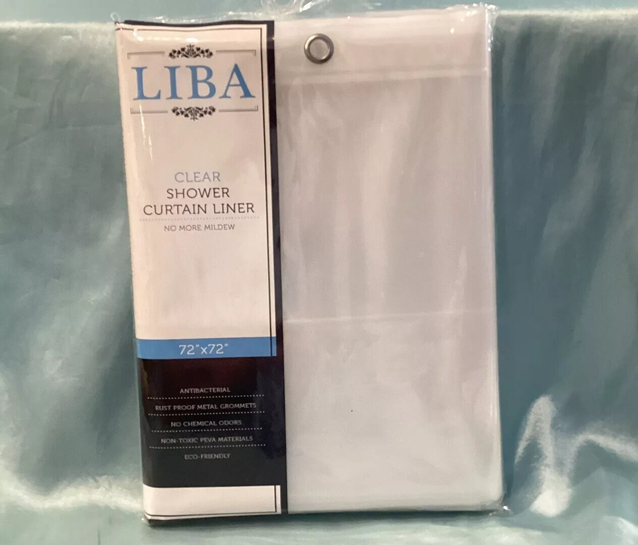 LIBA 72”X 72” Clear Shower Curtain Liner Peva Antibacterial, Rust Proof Grommets