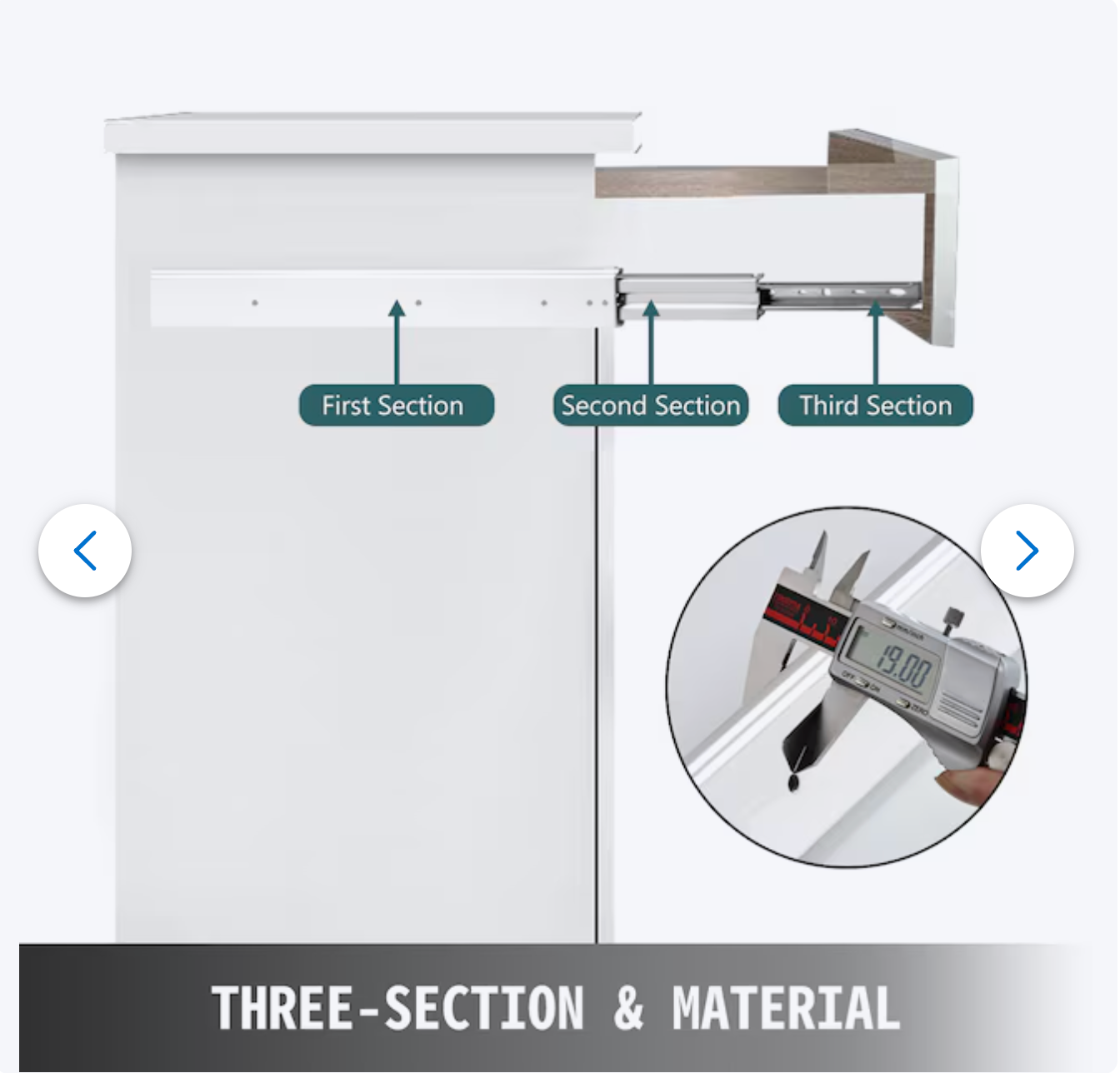 Mount Stainless steel Drawer Slide 500-lb Load Capacity 2 -Pieces