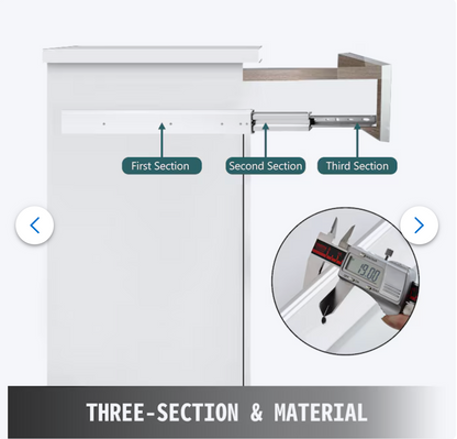Mount Stainless steel Drawer Slide 500-lb Load Capacity 2 -Pieces