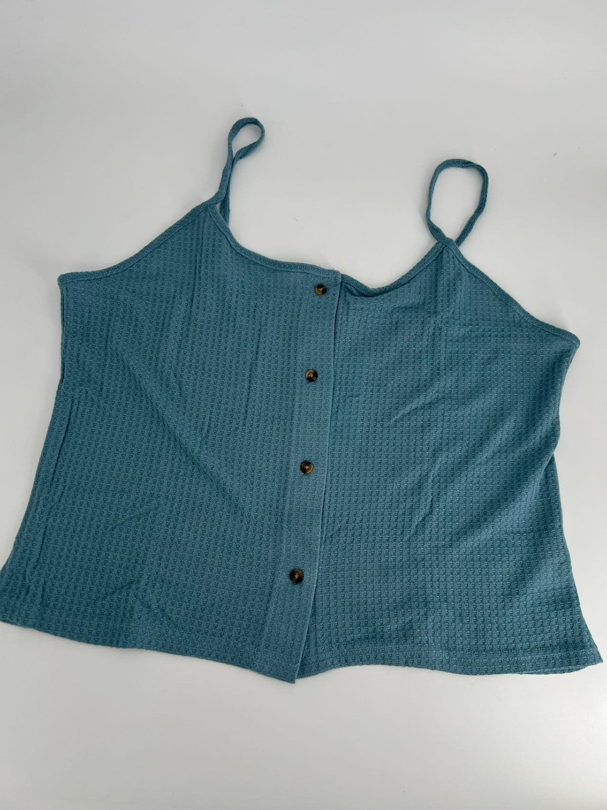 Women's Knit Pajamas Set Sling button top and pajama shorts Sky blue XL