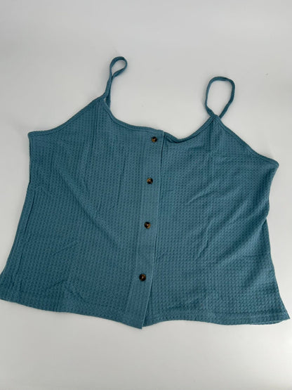 Women's Knit Pajamas Set Sling button top and pajama shorts Sky blue XL
