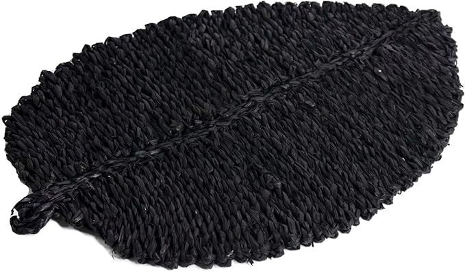 Leaf shape mat (Black) sustainable , L 23.6✖ W 15.7 inch