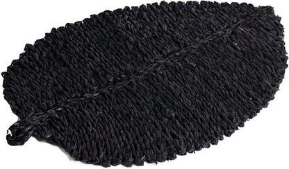 Leaf shape mat (Black) sustainable , L 23.6✖ W 15.7 inch
