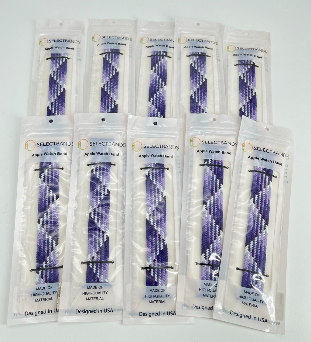 10-Pack L purple  Solid Loop Watch Bands 0.8 x 6.6Inch , Fits 38mm/40mm/41mm