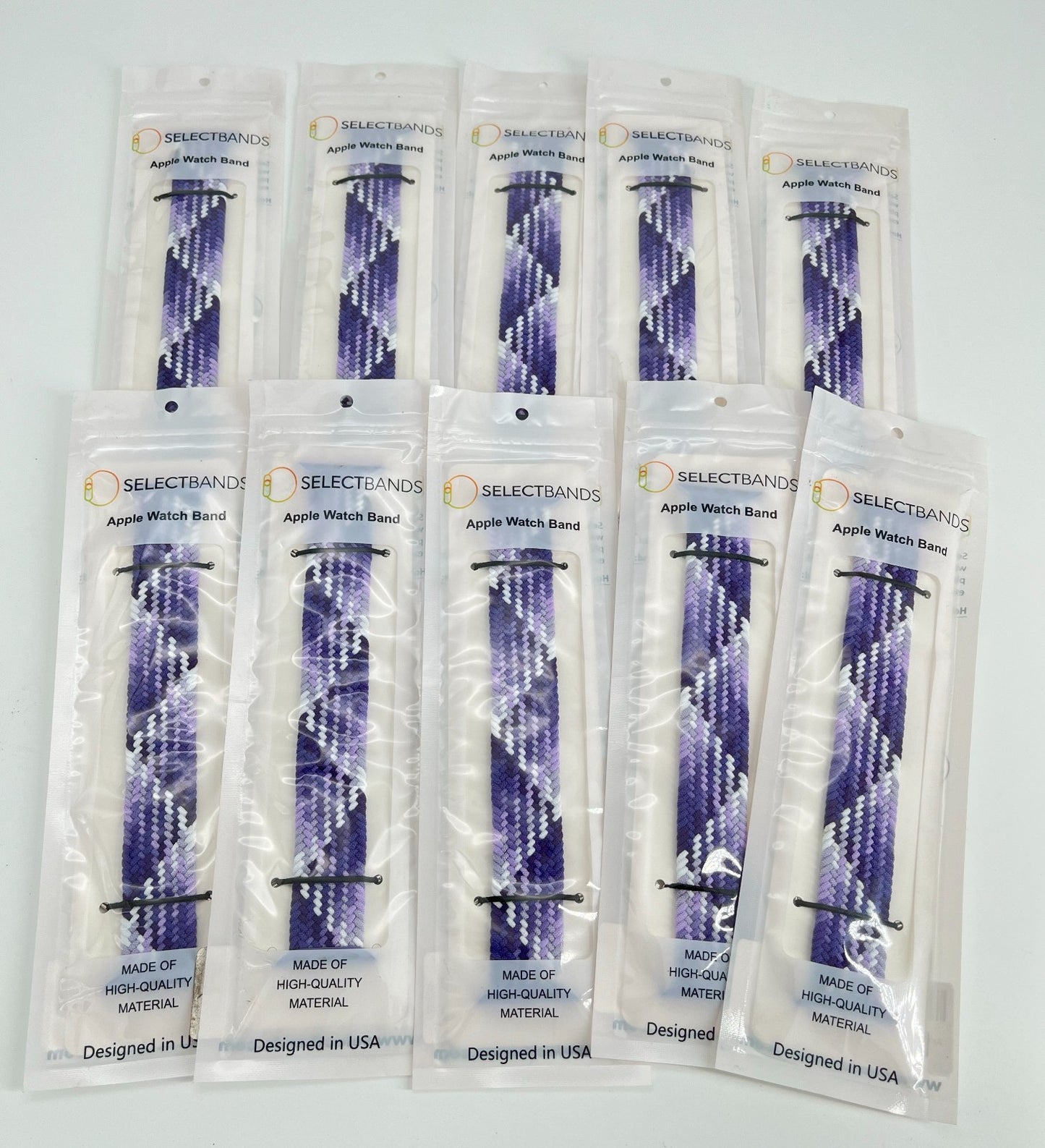 10-Pack L purple  Solid Loop Watch Bands 0.8 x 6.6Inch , Fits 38mm/40mm/41mm