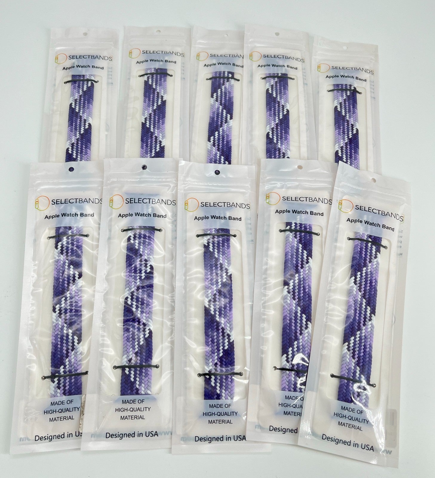 10-Pack L purple  Solid Loop Watch Bands 0.8 x 6.6Inch , Fits 38mm/40mm/41mm