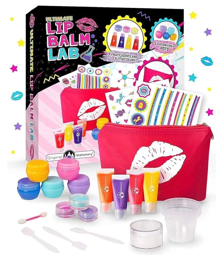 Original Stationery Make Your Own Lip Balm Lab, 24-Piece Lip Gloss Making Kit fo