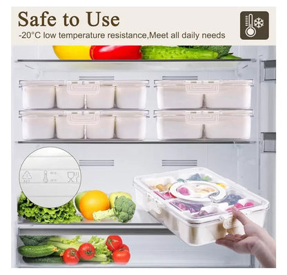 8 Compartment Snackle Box Container, Divided Serving Tray with Lid and Handle