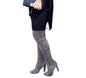 Slim Fit Over The Knee High Heel Boots， Dark Gray，Size:9.5.