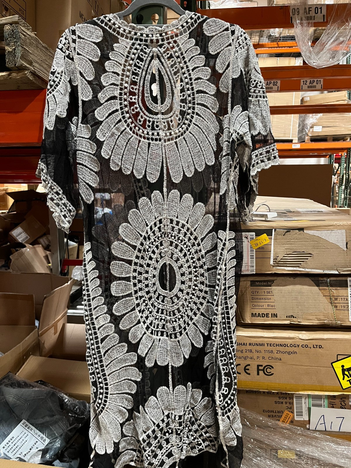 Women’s Swim Cover Up – Black with Sunflower Pattern