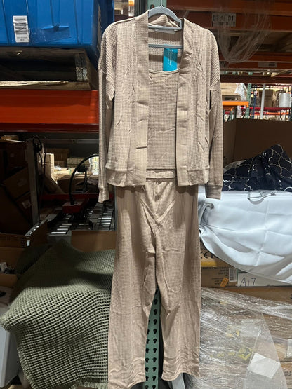 Sleepwear Set- Hip Length Jacket, Cami Top and Pajama Pants Size L