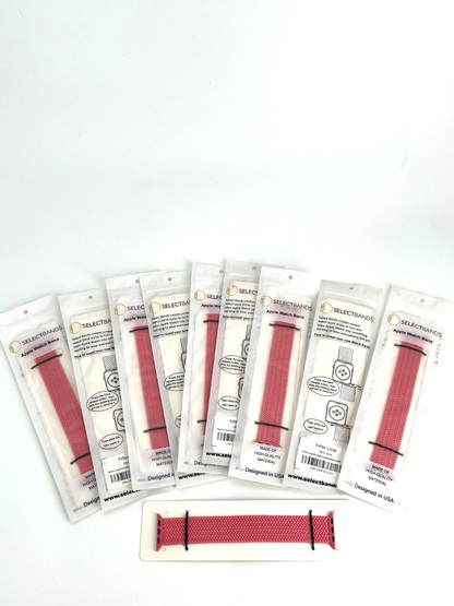 10-Pack Pink Solid Loop Apple Watch Bands 0.8 x 6.2Inch , Fits 38mm/40mm/41mm