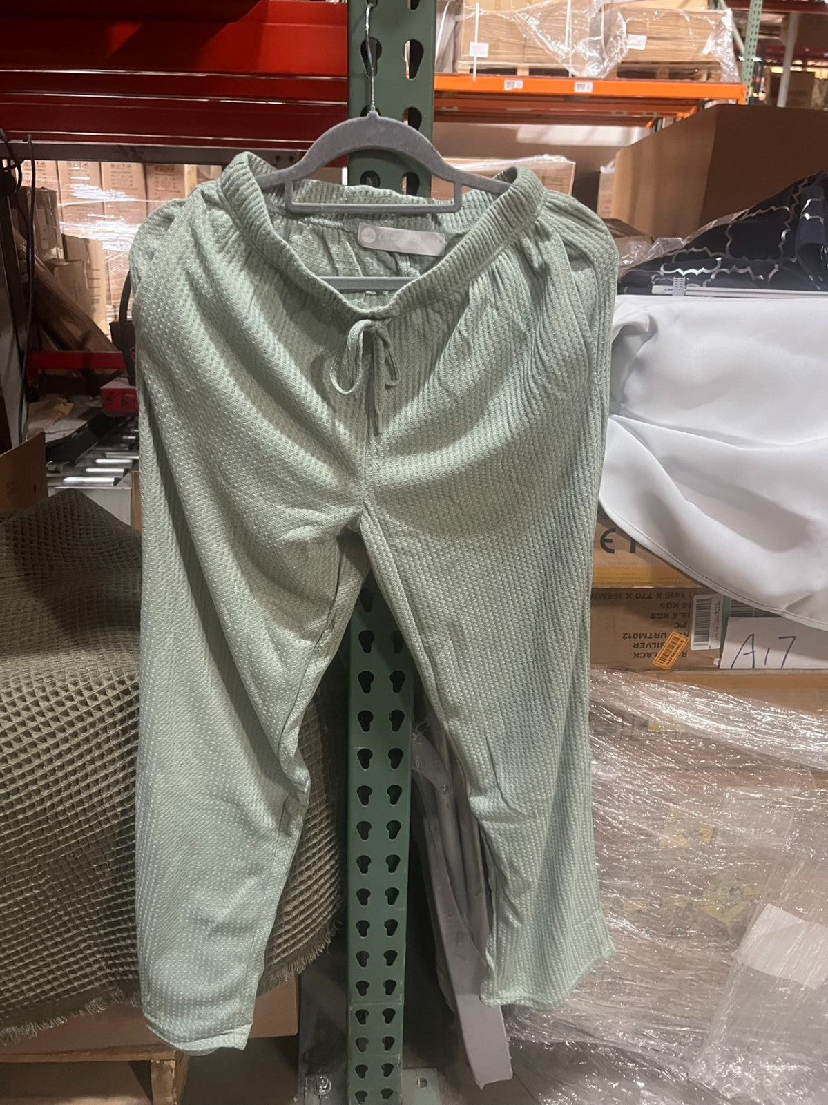 Women's Cami Top & Pants, Pajamas with Pockets, Spaghetti Straps  green Size M