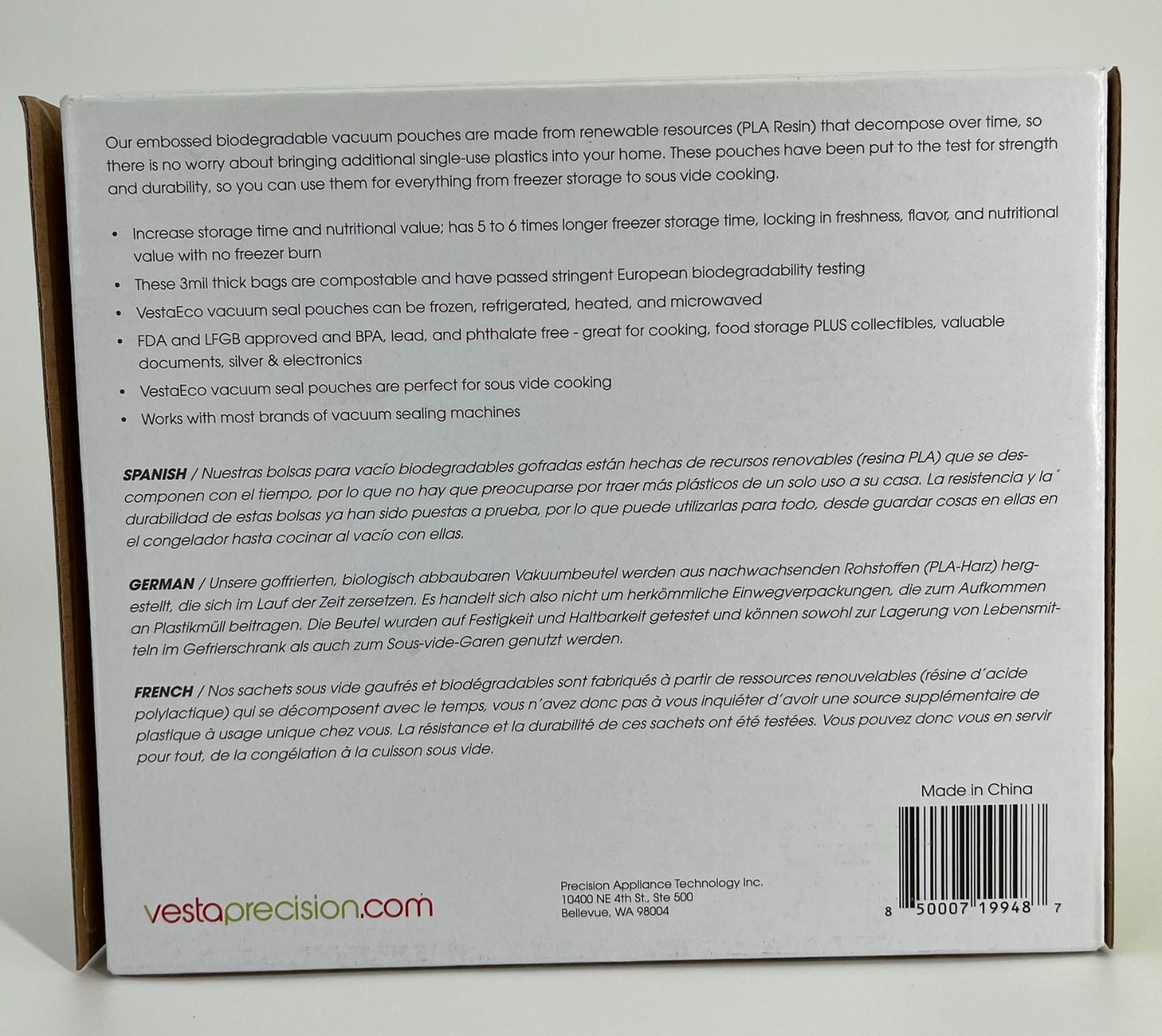 50 Pack Biodegradable Compostable Vacuum Seal Bags 8”x12” for Food Storage