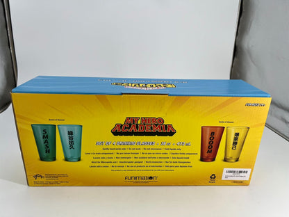 MY HERO ACADEMIA Set of 4 Drinking Glasses 16oz in Display Box Just Funky Cups