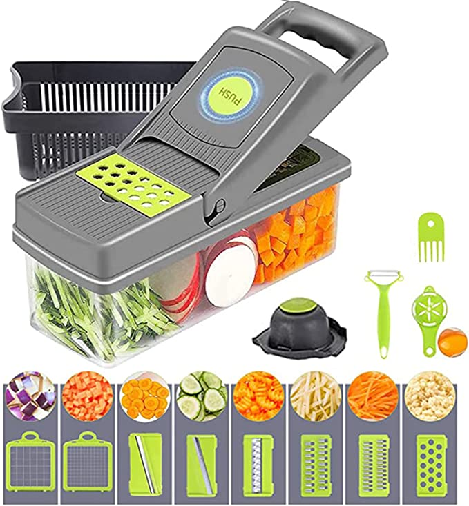 14in1 Vegetable Grater Slicer Dicer Potato Cutter Kitchen Gadget Tools Set.