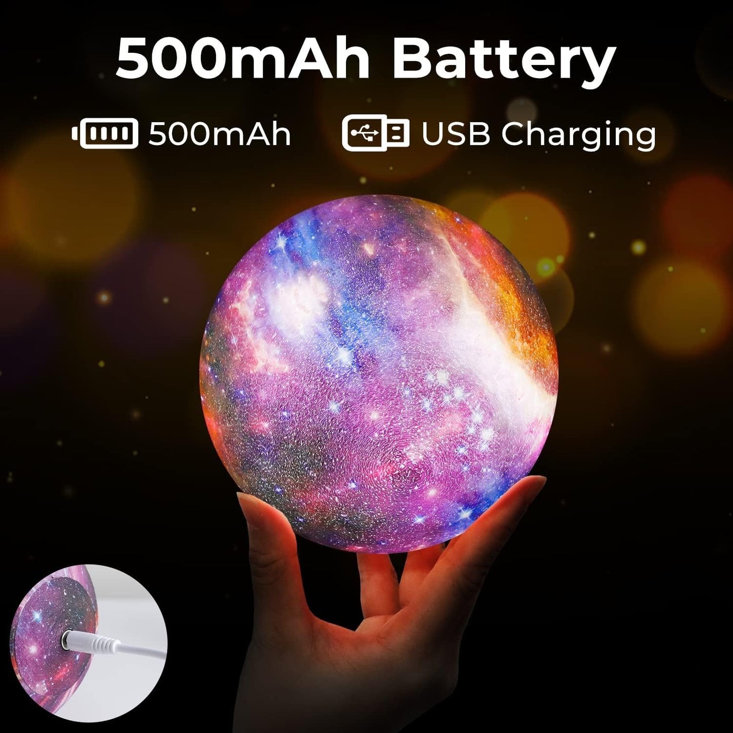 LED  5.9” 16-Color Galaxy Moon Lamp with Stand & Remote