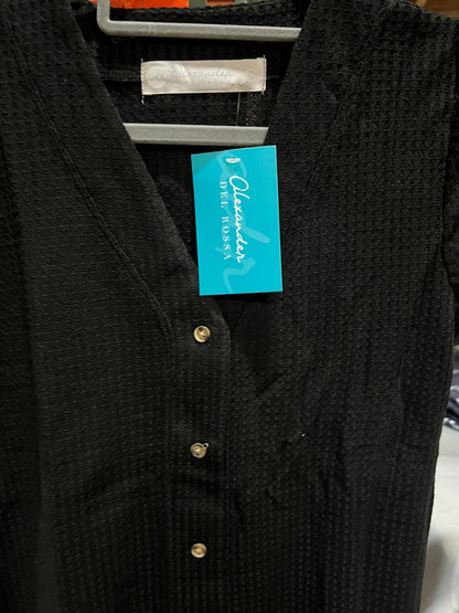 Nightshirt, Lightweight Button Down Pajama Top black Size S