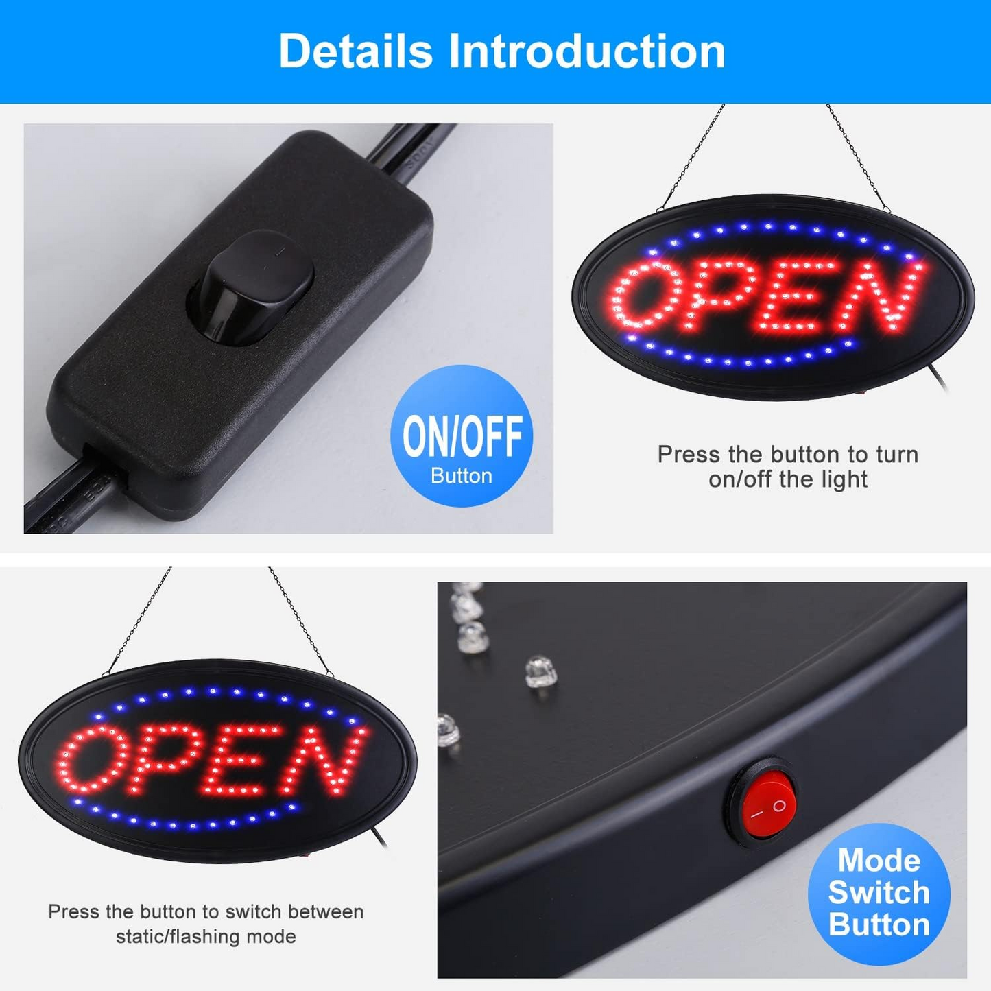 LED Open Sign for Business, LED Neon Signs for Shop Windows and Doors of Shop