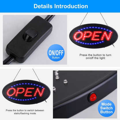 LED Open Sign for Business, LED Neon Signs for Shop Windows and Doors of Shop