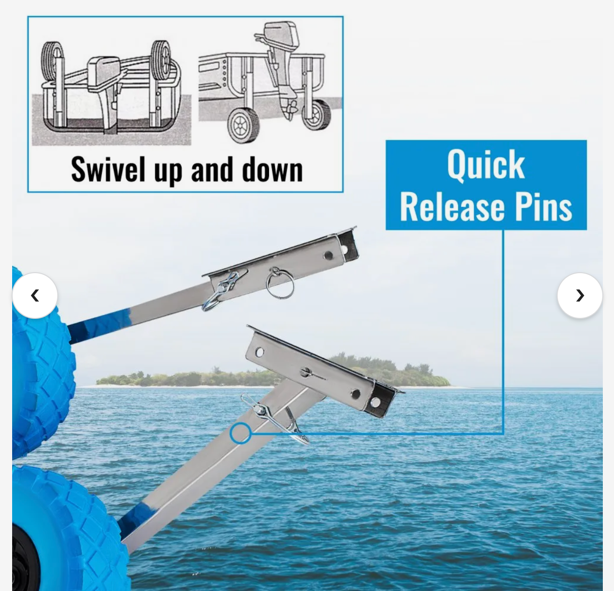 Boat Transom Launching Wheel Dolly Stainless Steel For Inflatable Boat