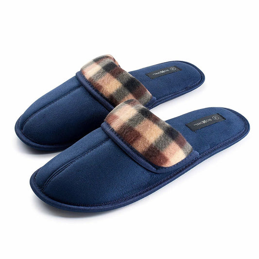 Men's Suede Scuff Slipper ，10-11/Navy