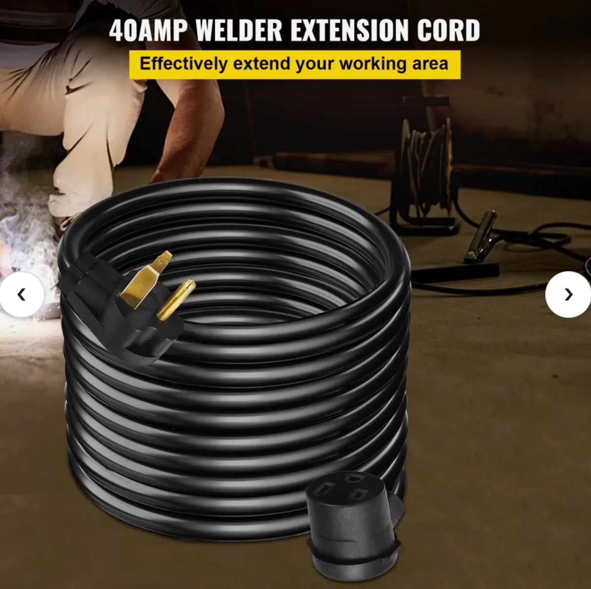 Welder Extension Cord 40 Amp 25 ft. 250 Volt Welding Power Cord with NEMA 6-50