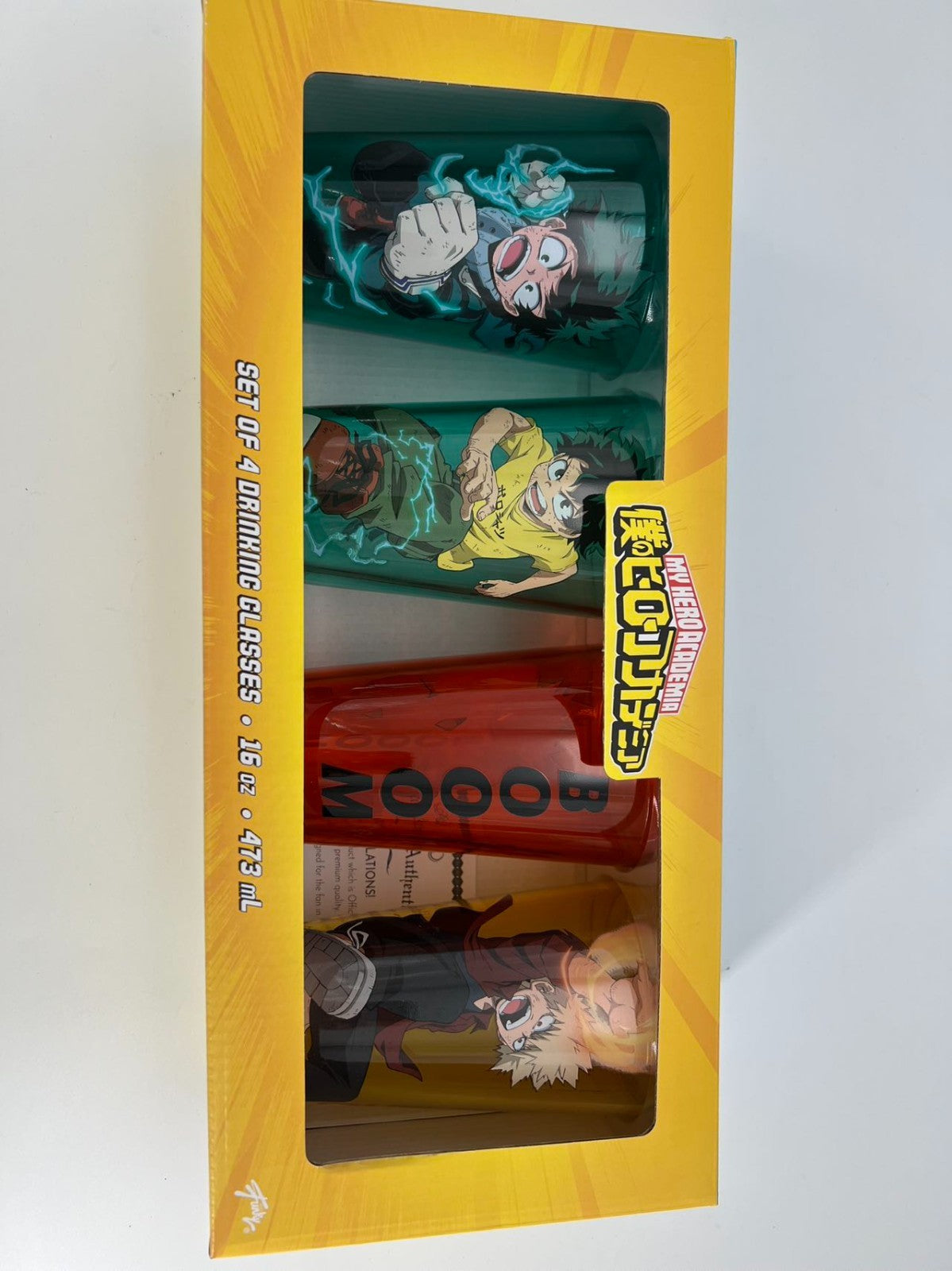 MY HERO ACADEMIA Set of 4 Drinking Glasses 16oz in Display Box Just Funky Cups