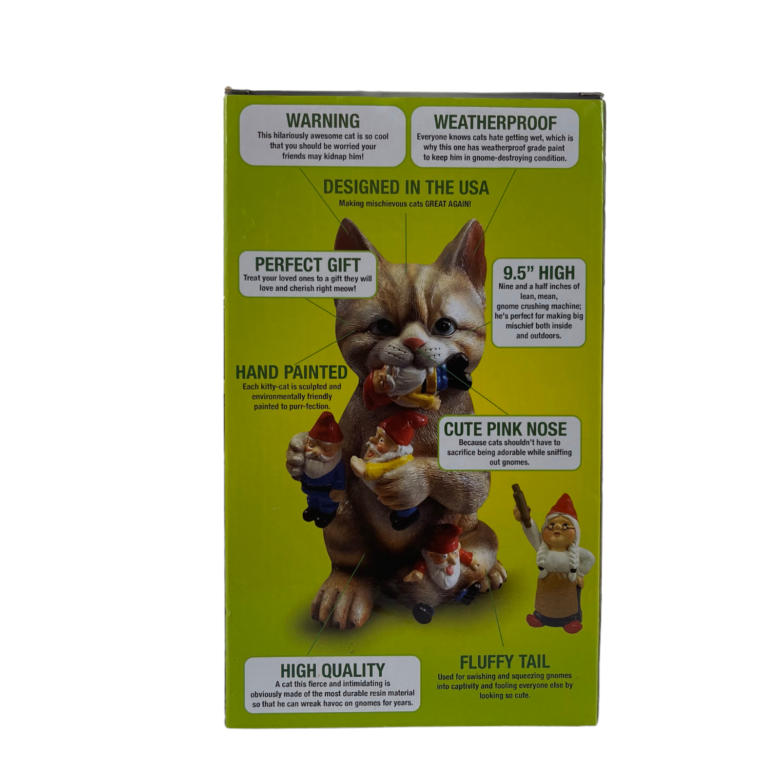 Mischievous Cat Gnome Massacre Garden Statue Mark & Margot Weatherproof