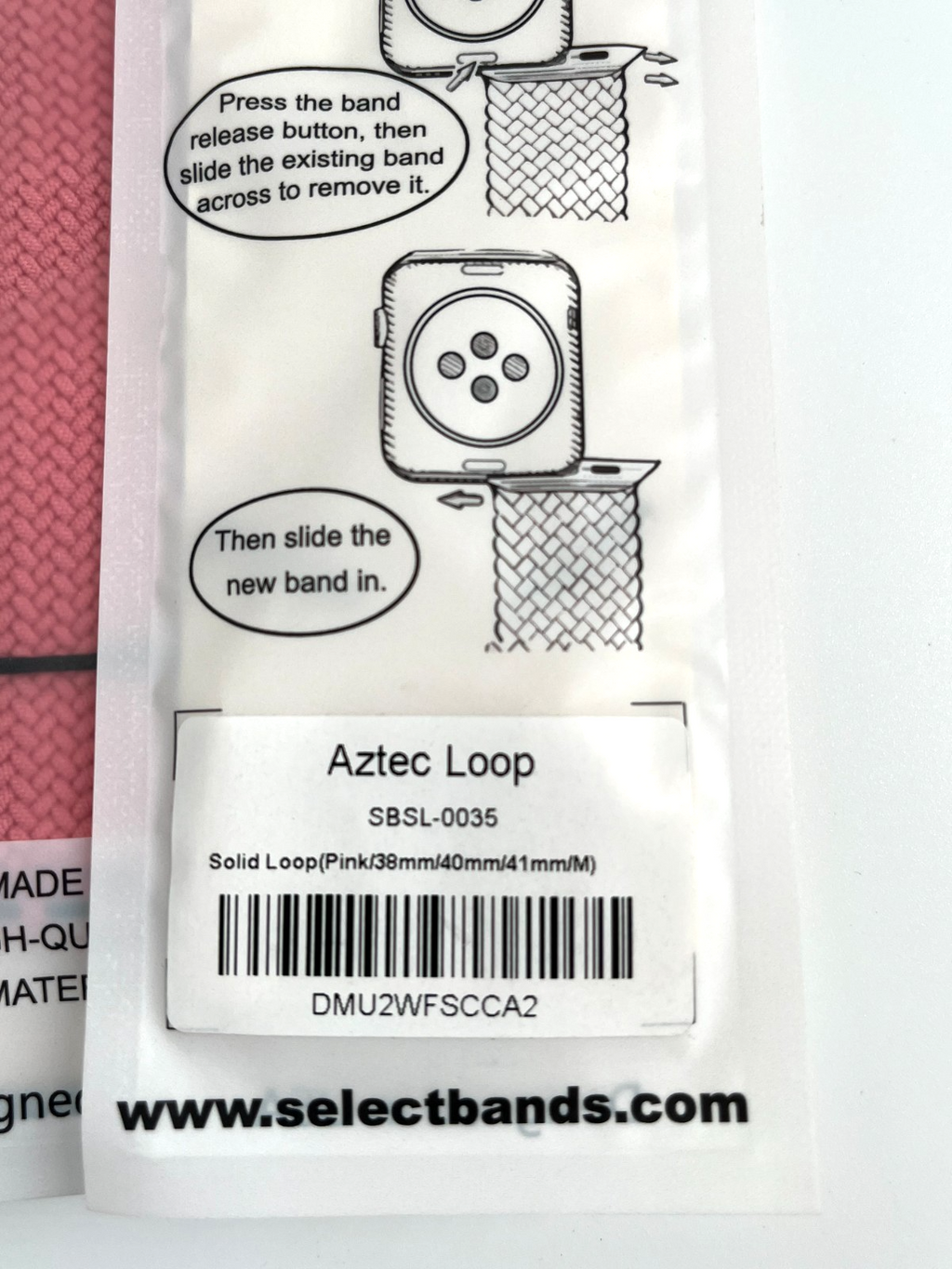 10-Pack Pink Solid Loop Apple Watch Bands 0.8 x 6.2Inch , Fits 38mm/40mm/41mm