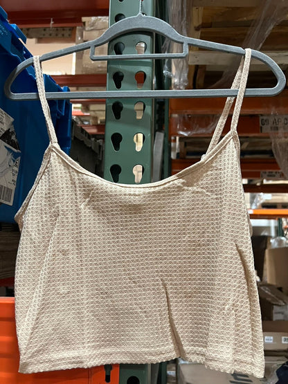 Women's Cami Top & Pants, Pajamas with Pockets, Spaghetti Straps Beige Size L