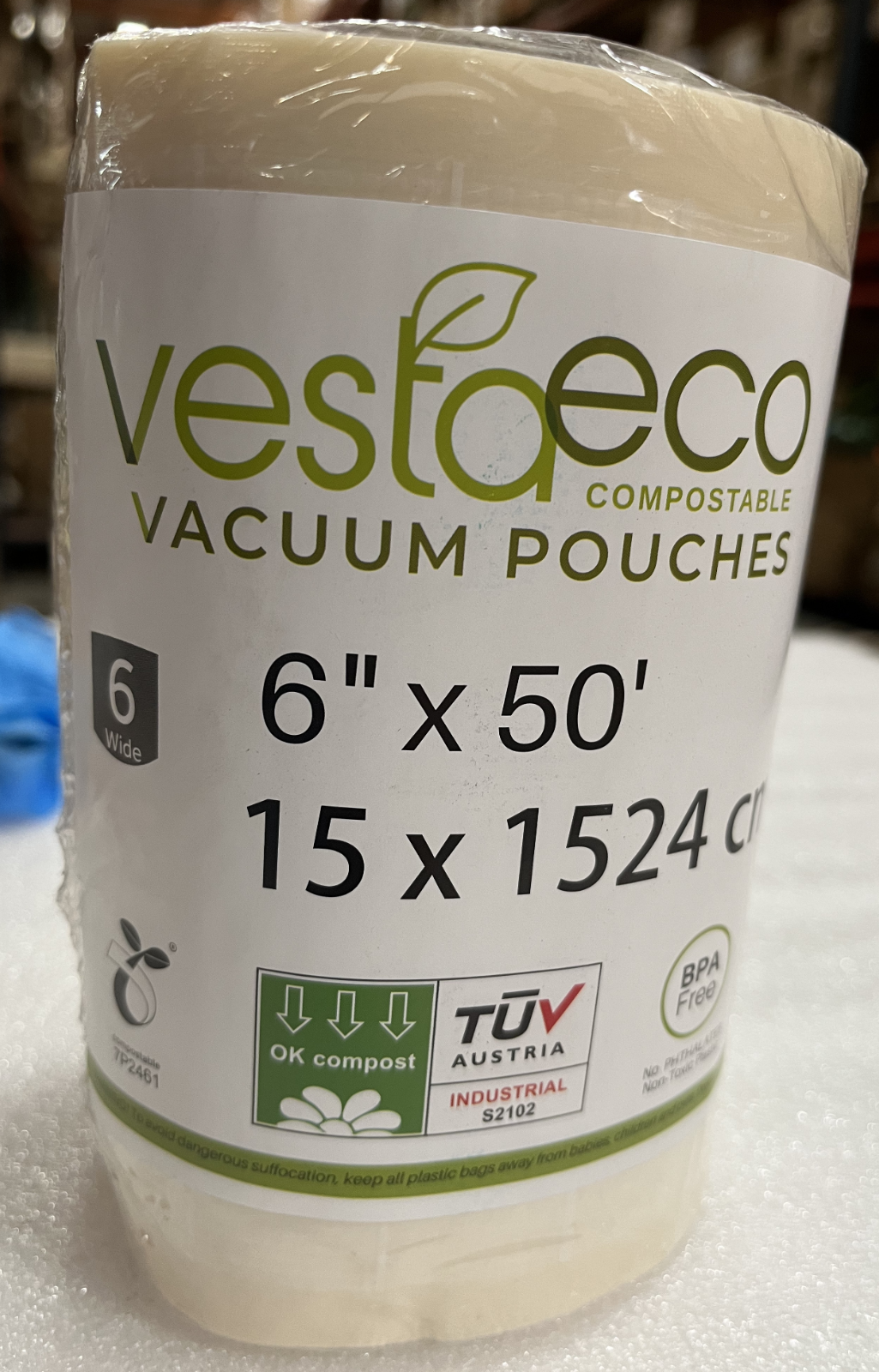 Compostable Vacuum Seal Bags ,Size:6"*50' /15 x 1524cm,QTY:1