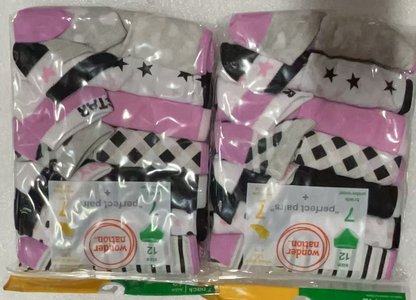 28PCS Wonder Nation girls 7 Perfect Pairs Briefs/ Socks Size 12- NIP