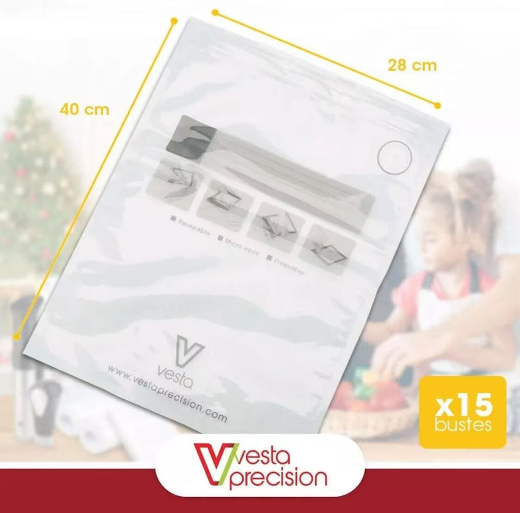 15bags 11*16’’ Vesta Precision Vacuum Bags for Food with Zipper and Valve