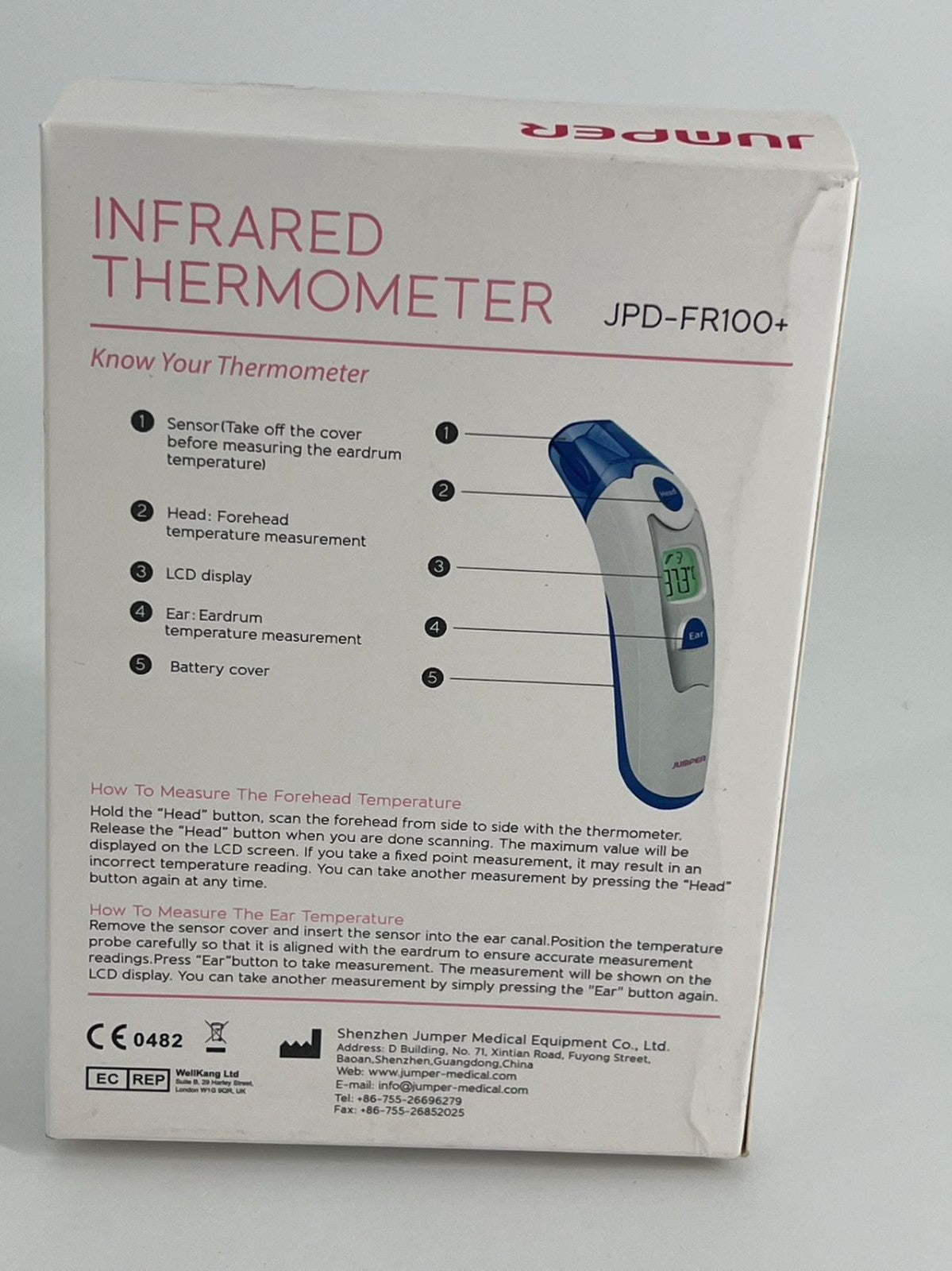 NEW Jumper Digital Infrared Forehead Thermometer JPD-FR100 Non-Contact Multi-Use