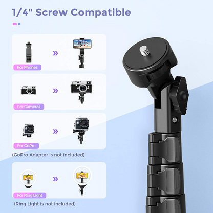 Universal 62-inch Selfie Stick Tripod Stand for Cell Phone with Bluetooth Remote