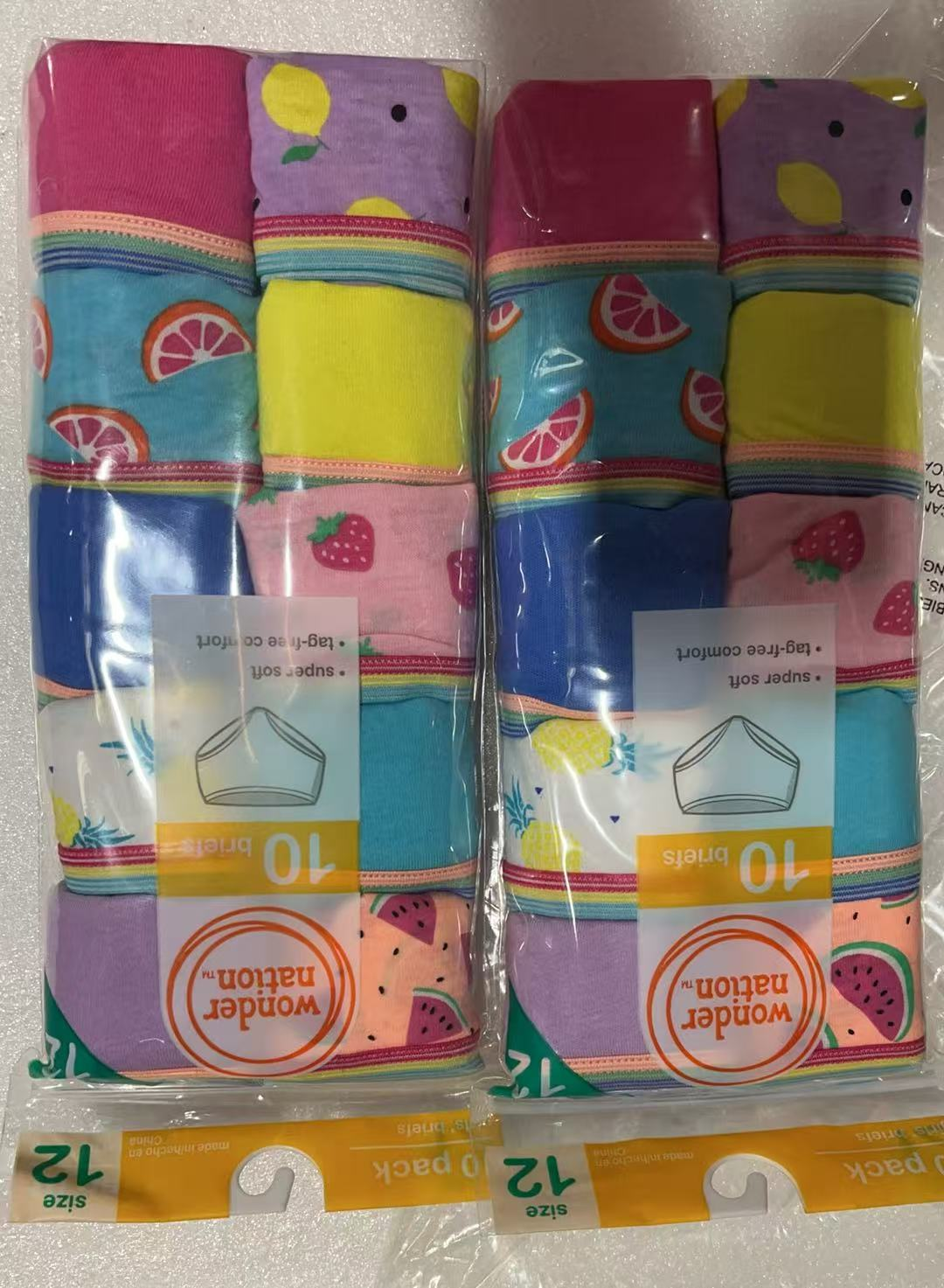 20 pcs Wonder Nation Girls Cotton Brief Underwear, Sizes 12