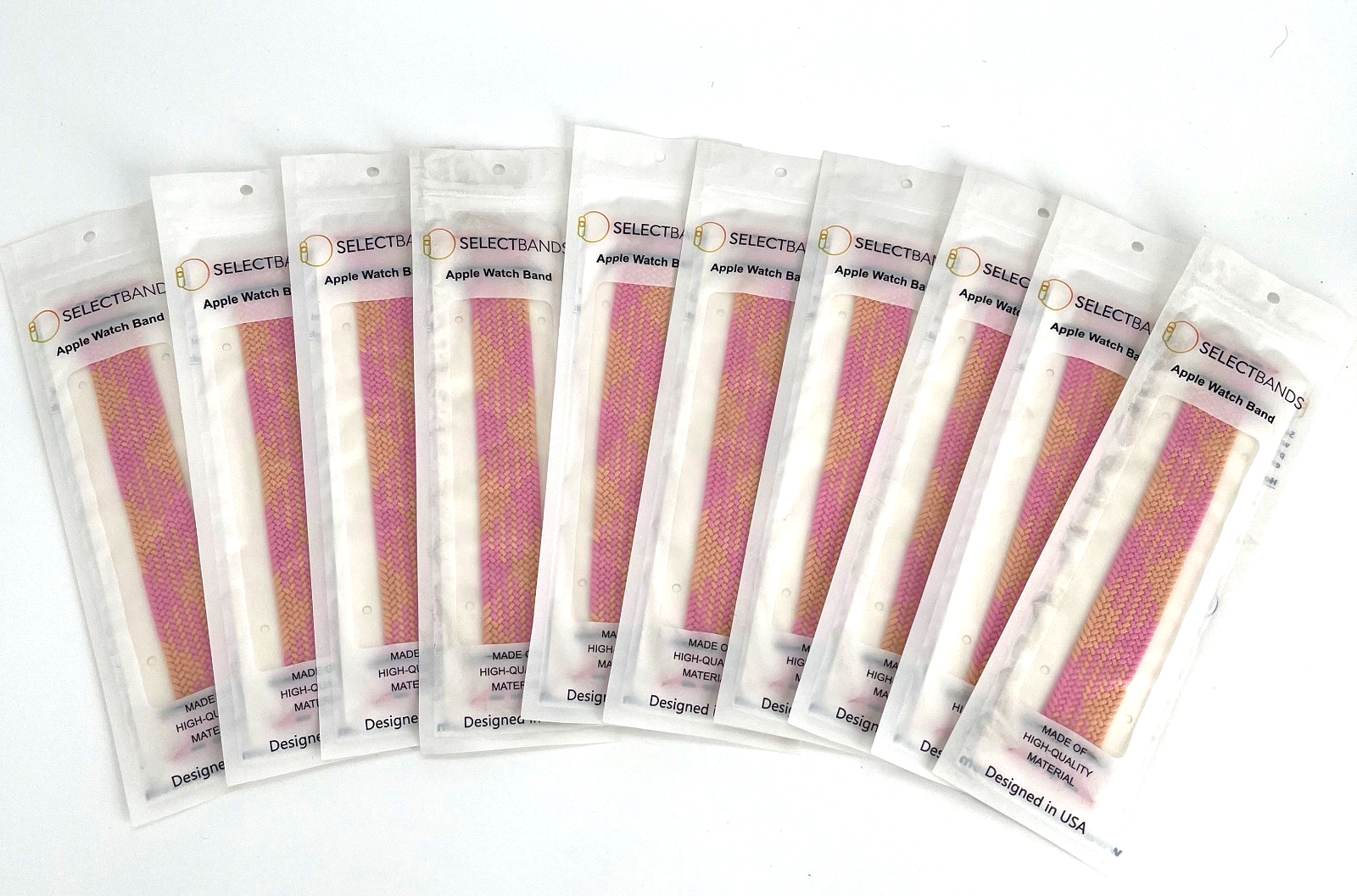 10-Pack Champagne Solid Loop Apple Watch Bands, 0.8 x 6.2Inch, Fits 42mm/44mm/45