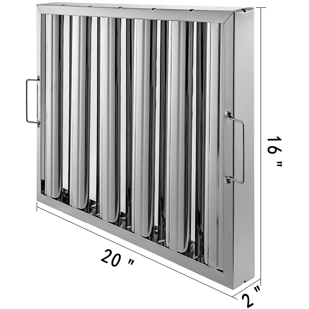 Pack of 6 Hood Filters 19.5W x 15.5H Inch, 430 Stainless Steel 5 Grooves