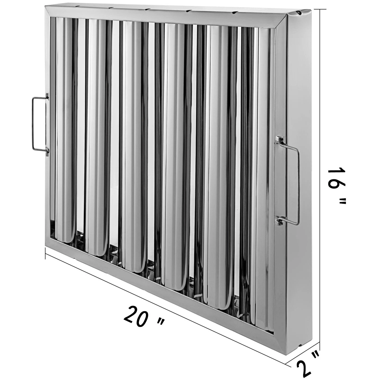 Pack of 6 Hood Filters 19.5W x 15.5H Inch, 430 Stainless Steel 5 Grooves