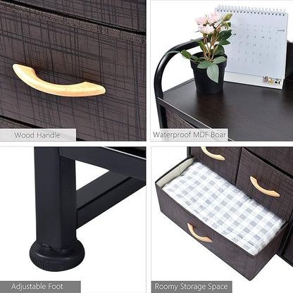 charaHOME 7-Drawer Fabric Dresser Organizer – Brown Storage Tower