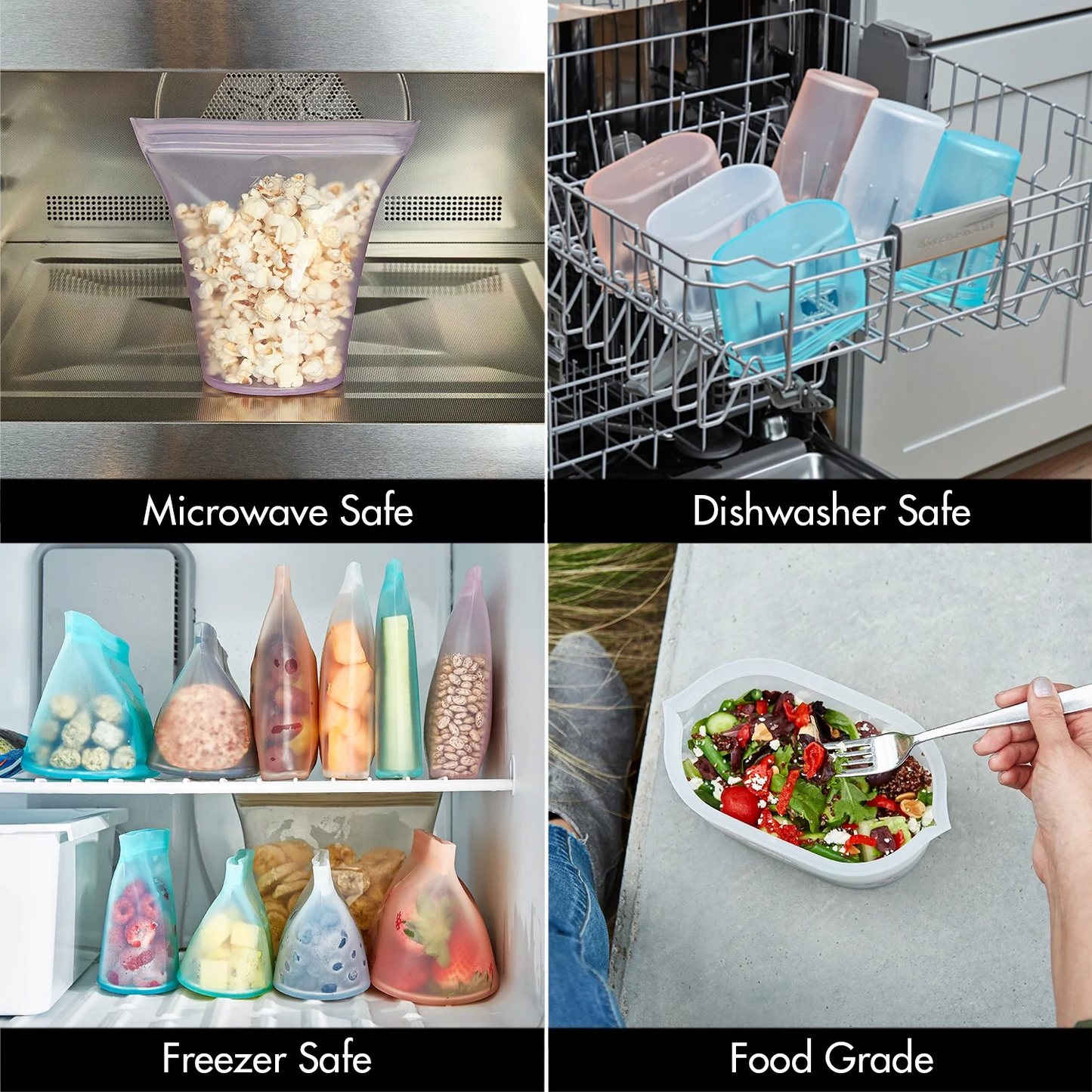 Zip Top Reusable Food Storage Container - 2 Bag Set - Lavender - Made in the USA