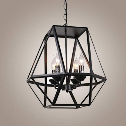 Modern Industrial Black 4-Light Ceiling Pendant, 70” Cord, 17”H x 16.3”W Fixture